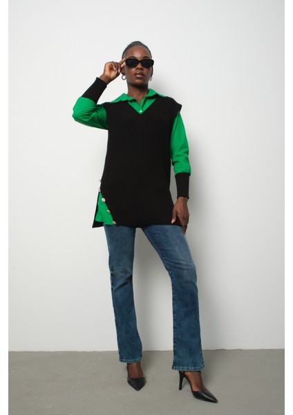 Fitilli Triko Süveterli Gömlek Ikili Kombin indirimleri