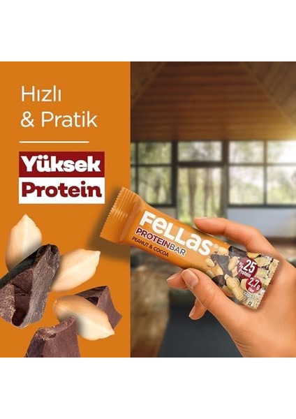 Fellas Protein Bar, Yer Fıstıklı ve Kakaolu, 32GR x 12 Adet