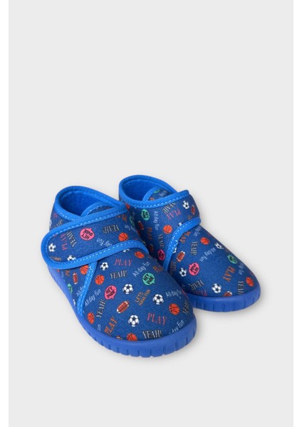 Tematik Cırtlı Çocuk Panduf Okul Kreş Ev Ayakkabısı Kaydırmaz Taban LACİVERT - KIRMIZI