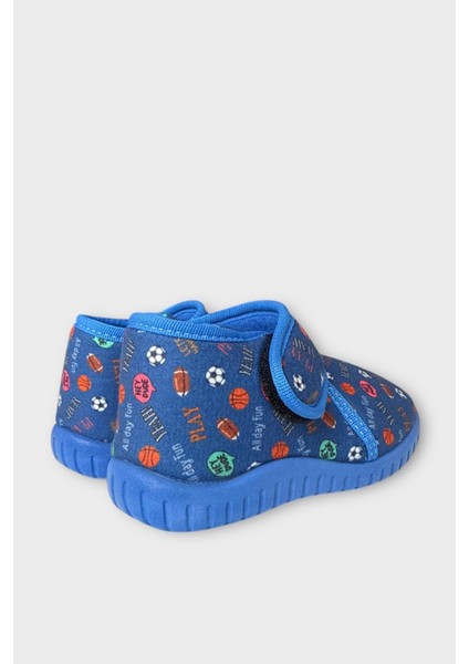 Tematik Cırtlı Çocuk Panduf Okul Kreş Ev Ayakkabısı Kaydırmaz Taban LACİVERT - KIRMIZI