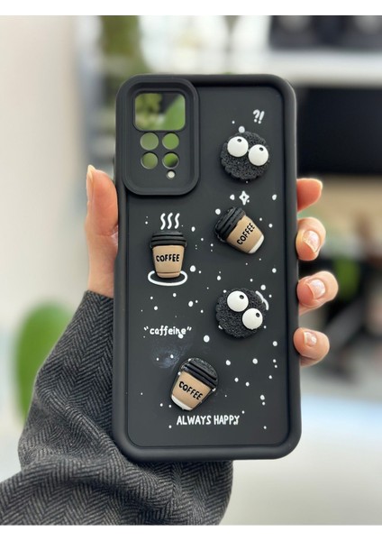 Xiaomi Note 11 Pro - 12 Pro 4g Uyumlu Siyah Kurabiye Tasarımlı Oyuncaklı Silikon Kılıf