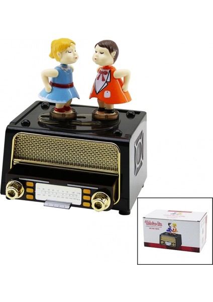 Müzikli Dekoratif Nostaljik Radyo - Dans Eden Çocuklar - Takı Kutusu (K95)