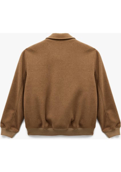 Uzun Kollu Cepli Fermuarlı Gömlek Yaka Kaşe Bomber Ceket fiyatları