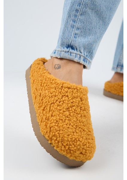 (Orlina) Kadın Tedy Sabo Platform Hardal Terlik fırsatları