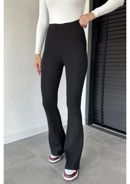 Kadın Yüksek Bel Ispanyol Paça Likralı Tayt P-00019026