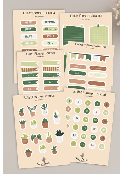 Bullet Journal Sticker Seti - 6 Sayfa / Ajanda, Scrapbook, Journal