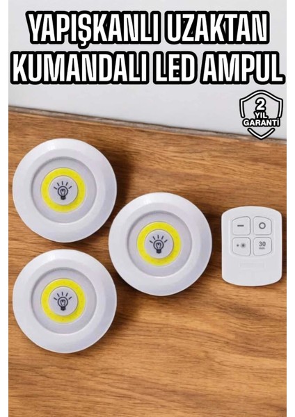 Mutfak Dolap Altı Işığı Uzaktan Kumandalı Yapışkanlı Kablosuz Pilli