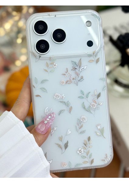 Iphone 17 Promax Uyumlu Darbe Önleyici Mat Şeffaf Baskılı Silikon Kılıf