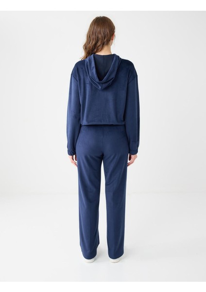 Lacivert Uzun Kollu Kapüşonlu Polar Örme Sweatshirt indirimleri