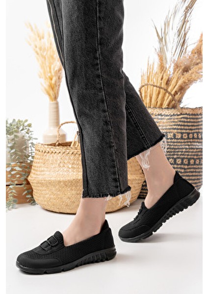 Kadın Babet Siyah Bağcık Detaylı Rahat Hafif Anne Ayakkabısı Günlük Ayakkabı spor ayakkabı fiyatları