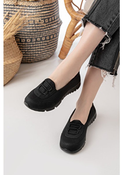 Kadın Babet Siyah Bağcık Detaylı Rahat Hafif Anne Ayakkabısı Günlük Ayakkabı spor ayakkabı modelleri