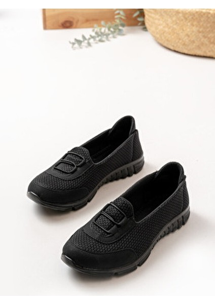 Kadın Babet Siyah Bağcık Detaylı Rahat Hafif Anne Ayakkabısı Günlük Ayakkabı spor ayakkabı fırsatları