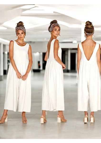 Yazlık Şık Keten Tulum