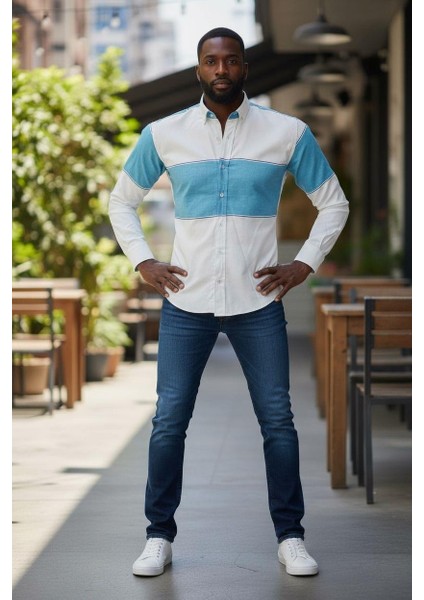 Klasik %100 Cotton Uzun Kollu Terletmeyen Kışlık Flanel Kumaş 2 Renkli Çizgili Gömlek (Regular Kalıp) fiyatları