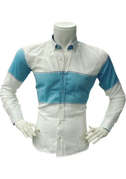 Klasik %100 Cotton Uzun Kollu Terletmeyen Kışlık Flanel Kumaş 2 Renkli Çizgili Gömlek (Regular Kalıp) modelleri