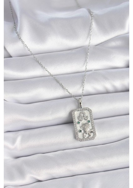 316L Çelik Gümüş Renk Zincir Aslan Burcu Zirkon Taşlı Kadın Kolye - TJ-BKO9451 fiyatları