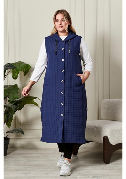 Kadın Büyük Beden Düğmeli Kapitone Yelek modelleri