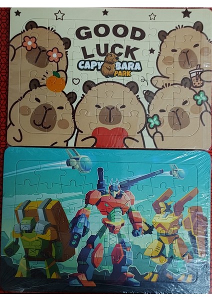 2 Adet Puzzle Yap Boz (33CM*23CM*42PARÇA) (Capybara/robotlar)