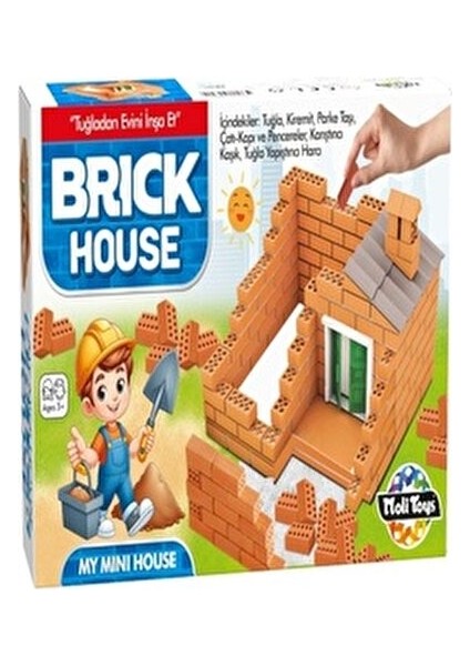 Brick House Minyatür Inşaat Seti 400 Tuğla 250 Kremit 250 Parke Taşı Meral Spatula Harç