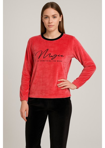 Kadife Uzun Kollu Kadın Pijama Takımı