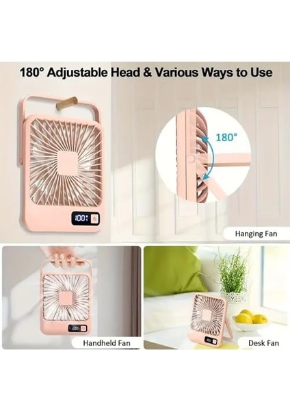 Şarjlı Taşınabilir Sessiz Masa, 1 Adet, 180° Ayarlanabilir, 5 Hız, LED Göstergeli, Type-C Şarj Edilebilir, Portatif Mini Fan fiyatları