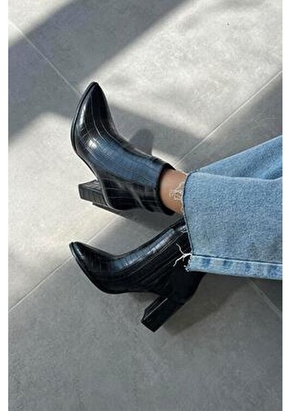 Fergal Kadın Topuklu Kroko Bot Siyah fiyatları