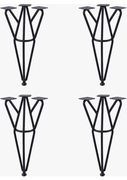 Rüzgar 4 Adet Siyah 41 cm Metal Sehpa Masa Ayağı Dayanıklı Mobilya Orta Zigon Destek Yükseltici Ayak