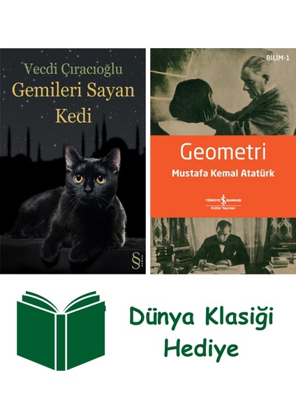 Gemileri Sayan Kedi + Geometri + Dünya Klasiği Hediye