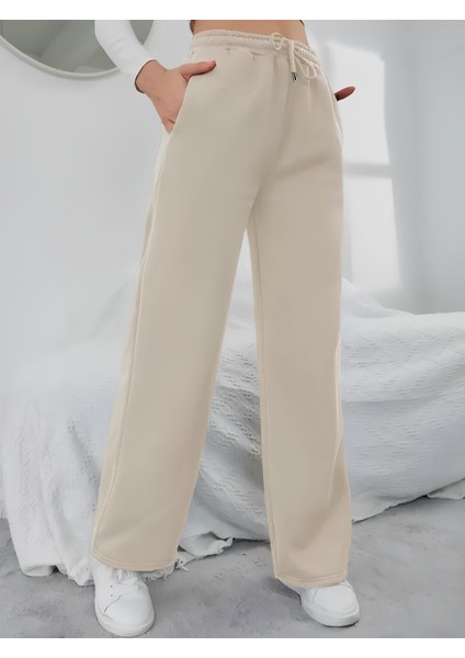 Kadın Baggy Fit 3 Iplik Beli Lastikli Geniş Paça Eşofman modelleri