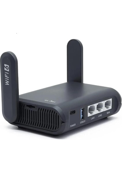 Gl.inet AXT1800 (Slate Ax) Küçük Gigabit Wlan Wifi 6 Yönlendirici, Ev ve Seyahat Için, 1.800 Mbit/s'ye Kadar Hız, Çift Bant 6, 3 Gigabit Lan Bağlantı Noktası, Vpn / Wpa3 / Ipv6, Mu-Mımo, Ofdma