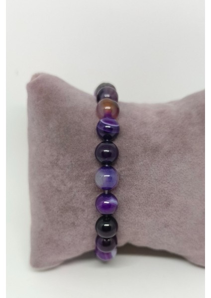 Gümüş Aksesuarlı Farklı Tonlu Ametist Doğal Taşlı Bileklik modelleri