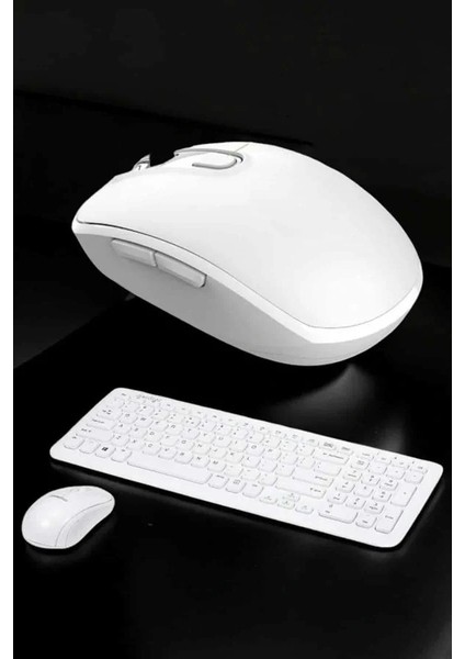 Beyaz Kablosuz Klavye Fare Seti Kablosuz Fare USB Alıcı Pc Uyumlu