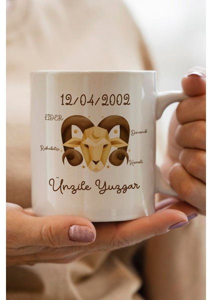 Koç Burcu Yılbaşı Hediyesi Kişiye Özel Kupa Bardak