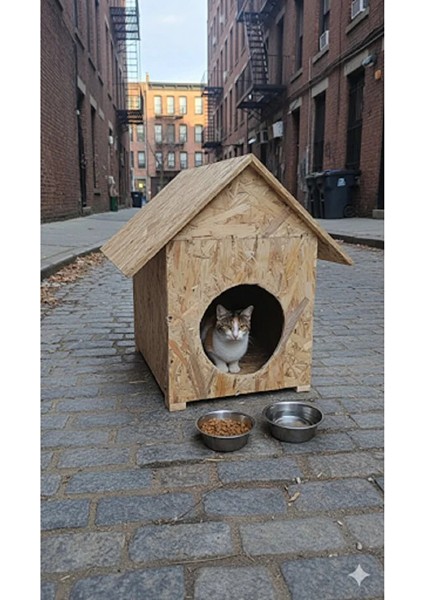 Dış Mekan Yağmura ve Soğuğa Dayanıklı Osb Kedi Evi Yuvası