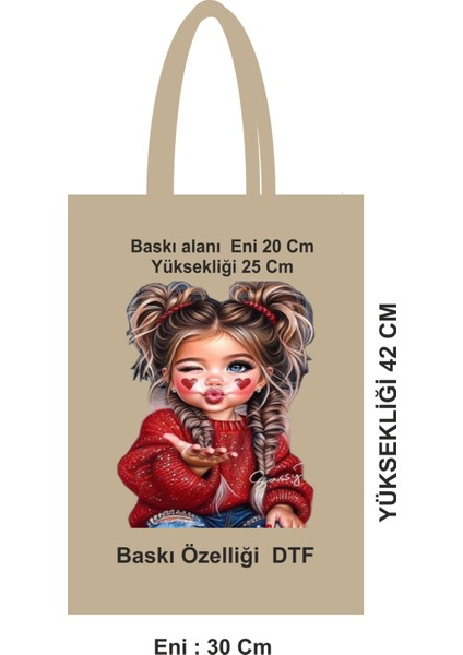Dtf Baskılı Ham Bez Poşet 30X42 cm Saplı – 46 Tel Kalın Kumaş