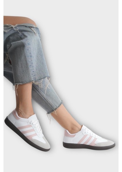 Kadın Rahat Hafif Spor Ayakkabı Beyaz - Pudra modelleri