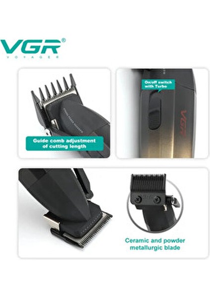 Original Vgr Metal 9000RPM Professional Men's Hair Clipper Rechargeable Hair Trimmer Barber Cordl... modelleri