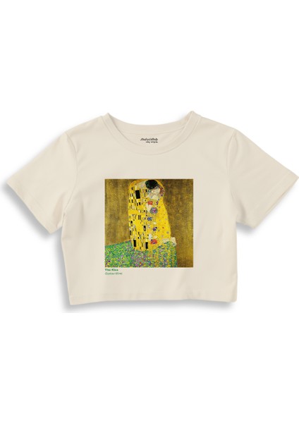 The Kiss Crop Tişört - Ekru