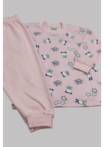 Mojo Kız Bebek 1-3 Yaş Ayı ve Tavşan Desenli Pijama Takımı 2418 Pembe indirimleri