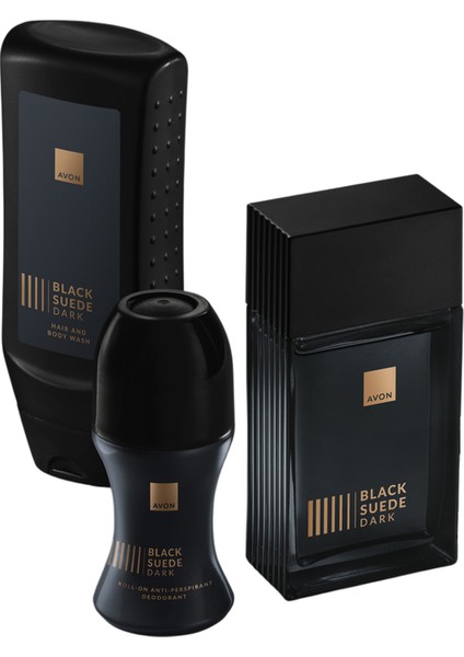 Black Suede Dark Erkek Parfüm Rollon ve Saç Vücut Şampuanı Paketi