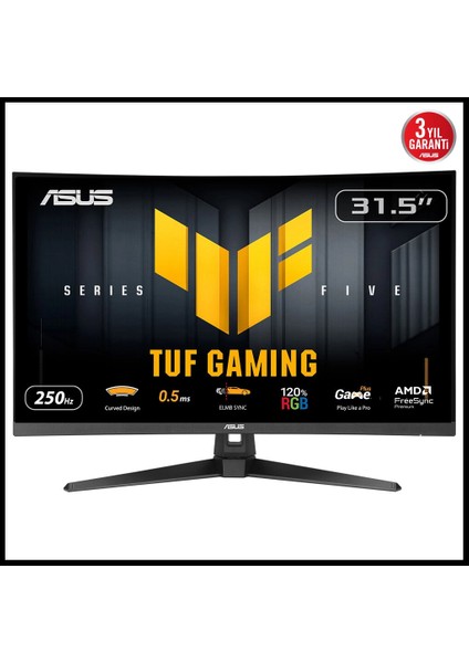 Tuf Gamıng VG32VQM5B 31,5" 0,5ms, 250hz, Fullhd Curved, Dp, 2xhdmı, Va Panel, 1500R, Display Widget Center, Gamıng Monitör