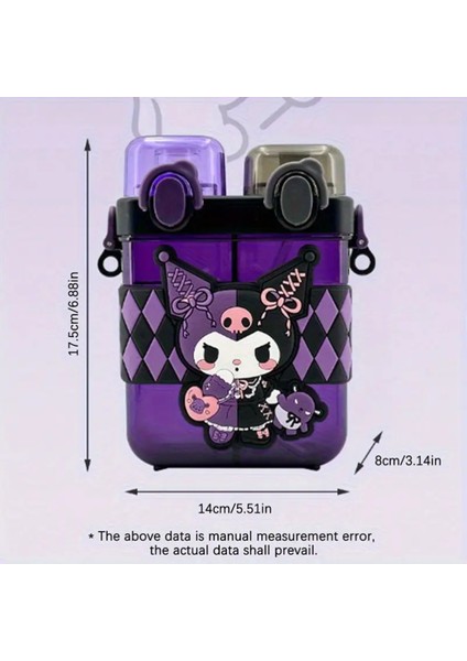 Kuromi Figürlü Plastik Çocuk Suluk Matara 680ML Askılı Iki Bölmeli Kapak AD15152 modelleri