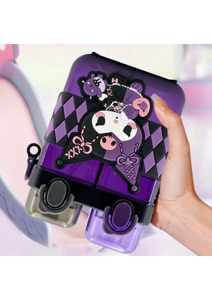 Kuromi Figürlü Plastik Çocuk Suluk Matara 680ML Askılı Iki Bölmeli Kapak AD15152 fırsatları