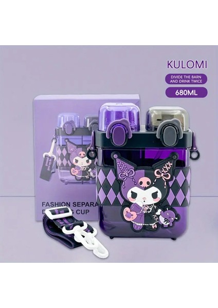 Kuromi Figürlü Plastik Çocuk Suluk Matara 680ML Askılı Iki Bölmeli Kapak AD15152 indirimleri