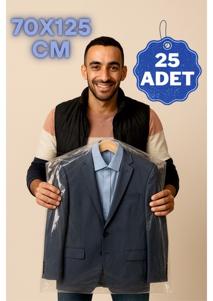 Askılı Elbise Poşeti 70×125 cm – Şeffaf Naylon – 25'li Paket | Elbise, Kıyafet, Mont, Takım Elbise, Abiye Koruma Kılıfı modelleri