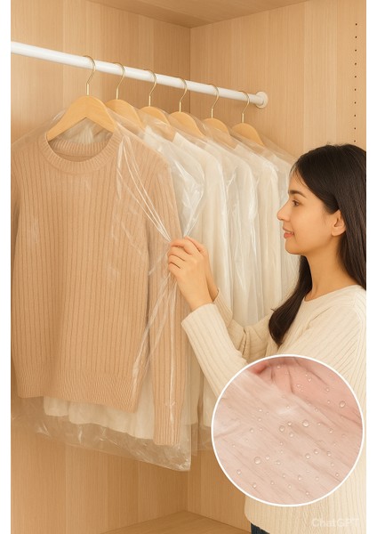 Askılı Elbise Poşeti 70×125 cm – Şeffaf Naylon – 25'li Paket | Elbise, Kıyafet, Mont, Takım Elbise, Abiye Koruma Kılıfı