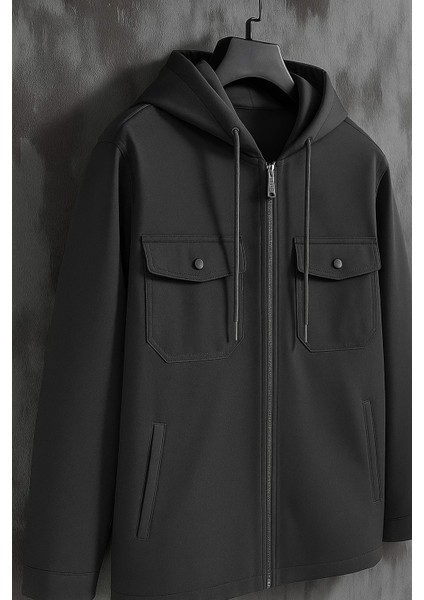 Erkek Oversize Premium Füme Kapşonlu Mont modelleri