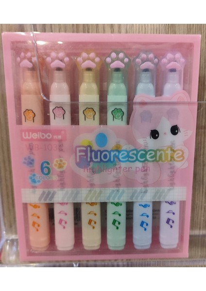 6 Lı Fosforlu Kalem Seti Pati Model