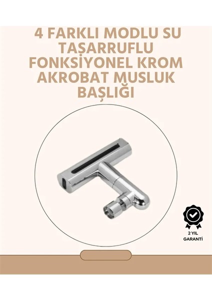 360° Dönüşlü Su Akışı Başlığı | 4'ü 1 Arada Kullanım