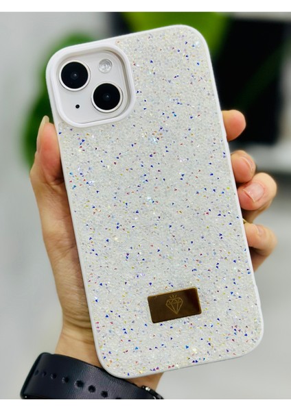 Iphone 14 Plus ve 15 Plus Uyumlu Elmas Tasarımlı Taşlı Işıltılı Parlak Pırlanta Silikon Kılıf